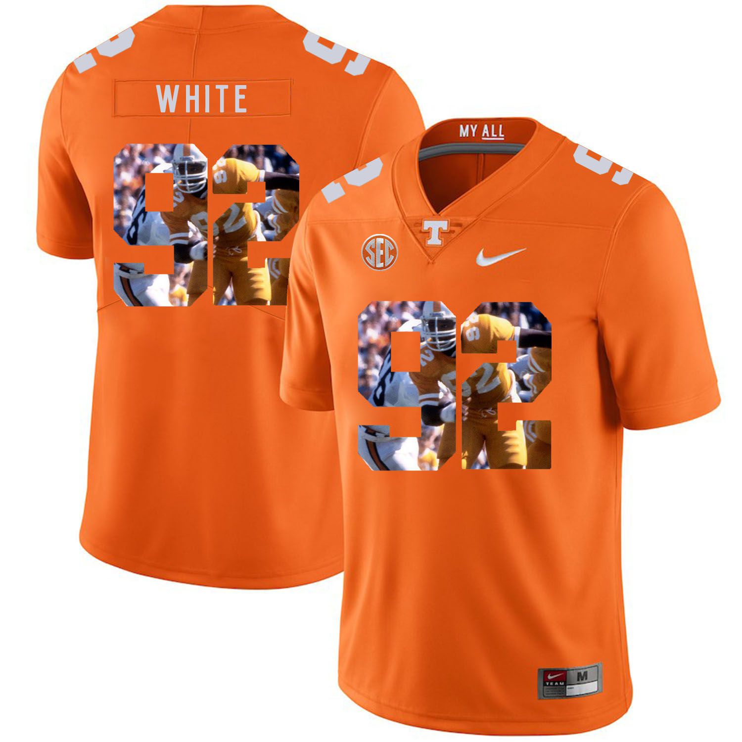 Men Tennessee Volunteers 92 White Orange Fashion Edition Customized NCAA Jerseys